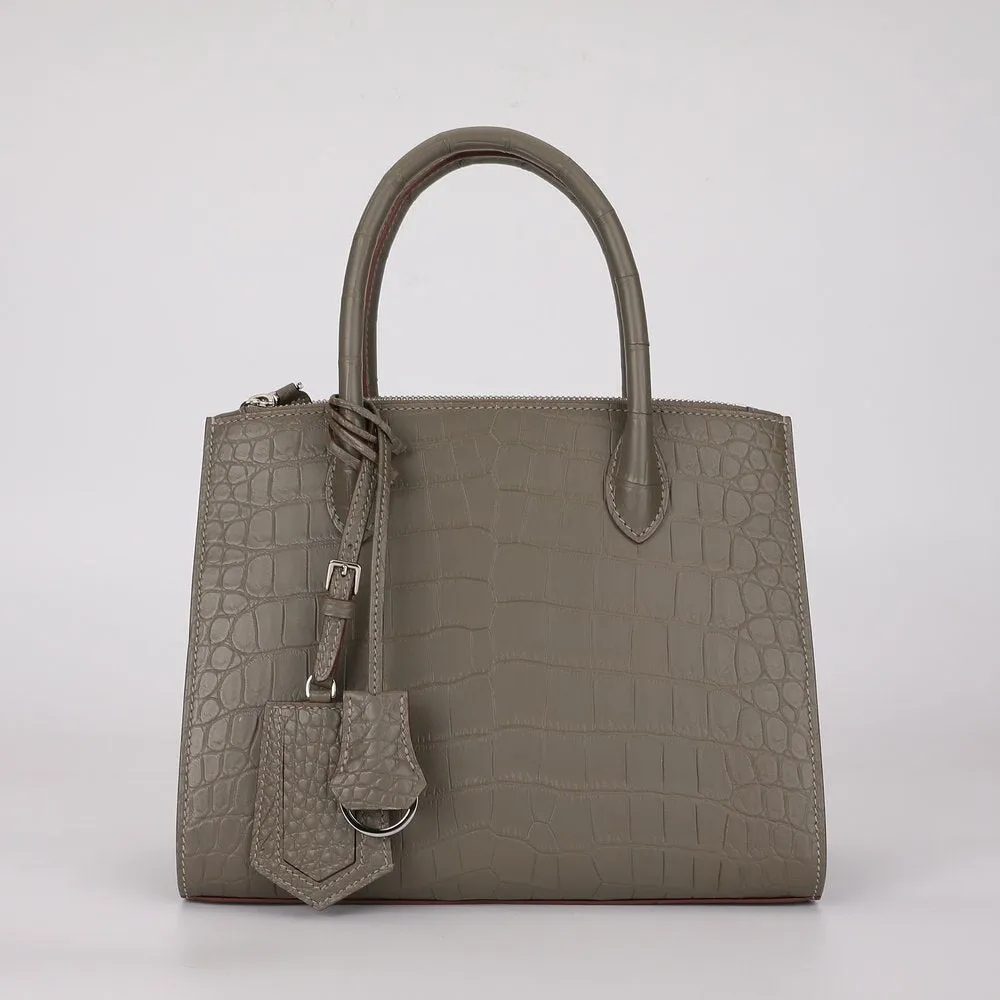 Women's Crocodile Leather Solid Pattern Large Capacity Handbag