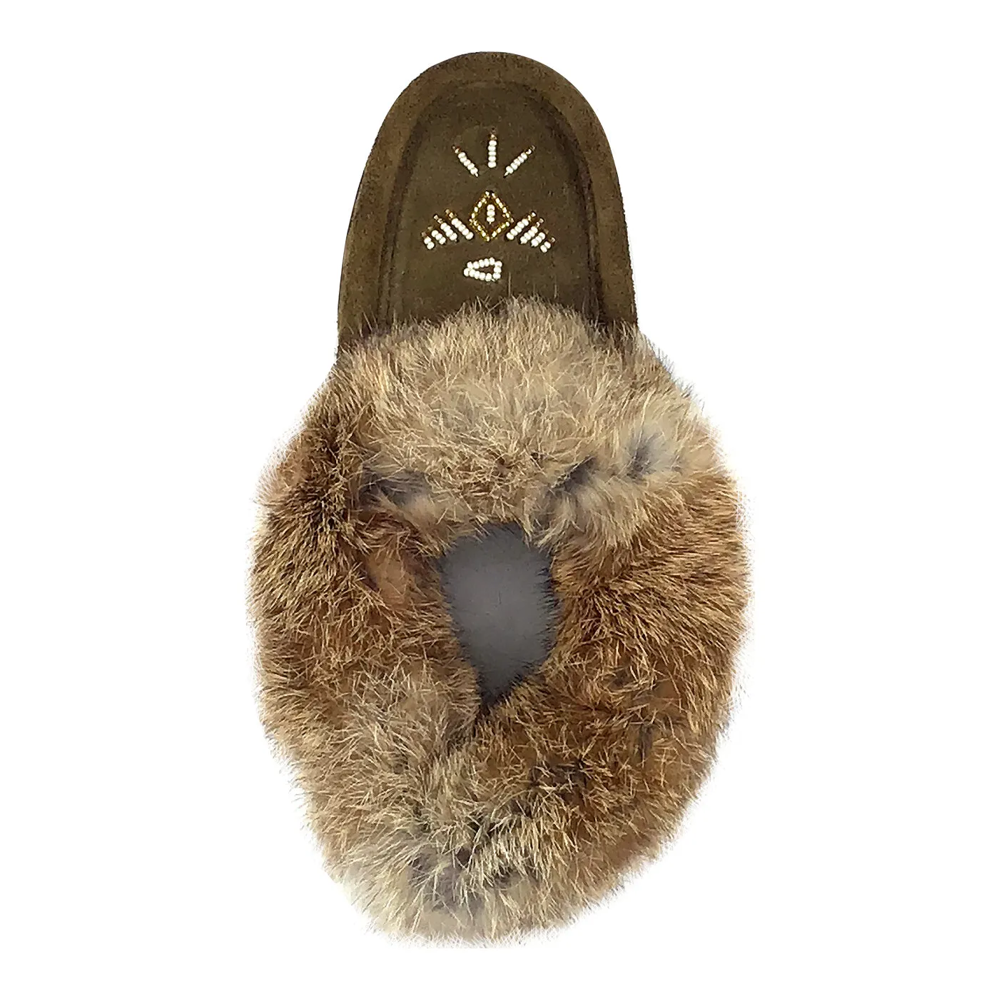 Women's Fleece-Lined Army Suede Rabbit Fur Moccasins