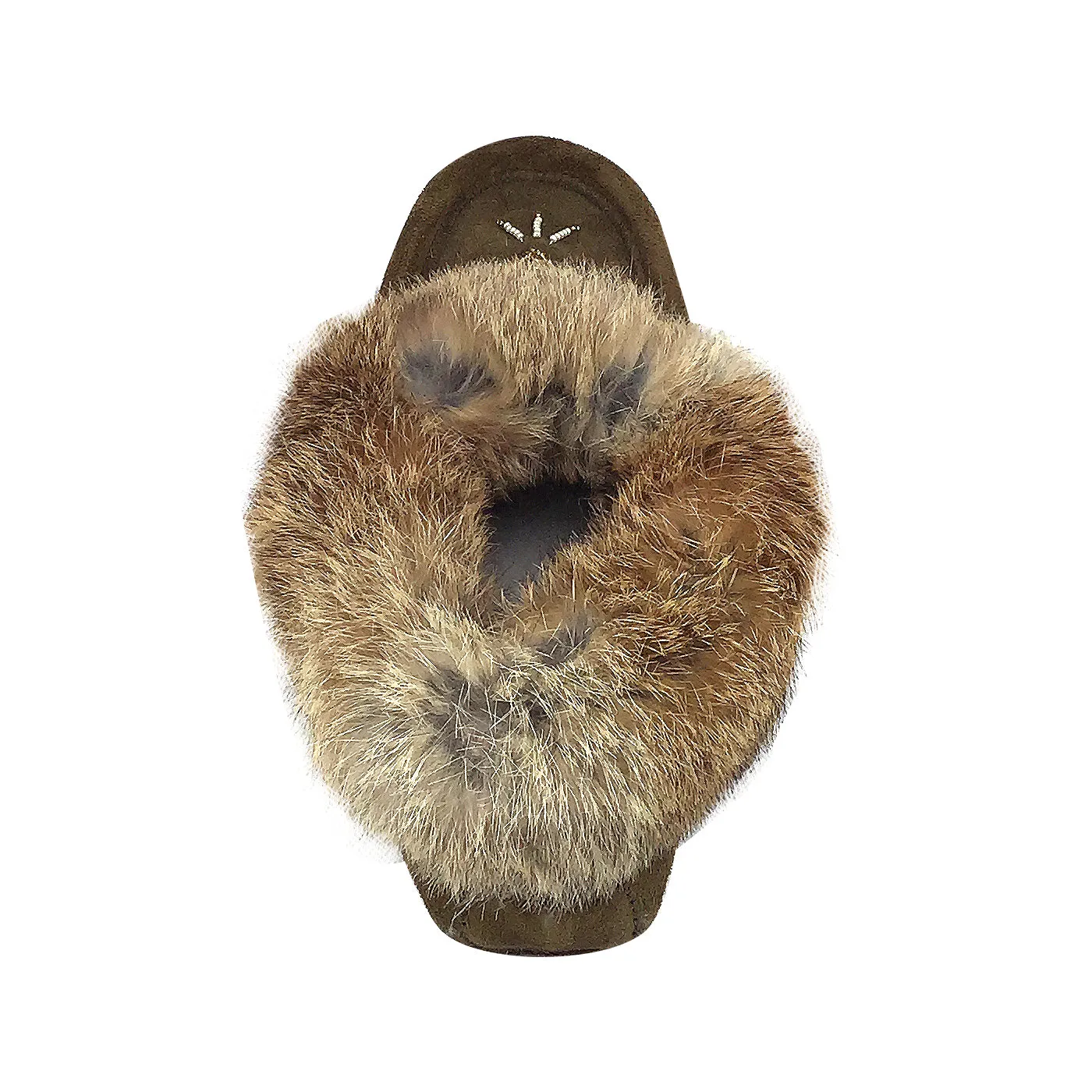 Women's Fleece-Lined Army Suede Rabbit Fur Moccasins