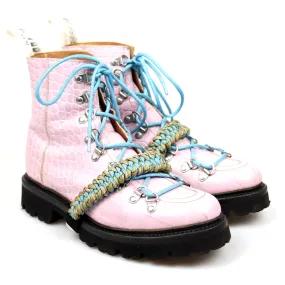 Women's House Of Holland 'Nanette' Pink Leather Hiker Boots UK 6.5