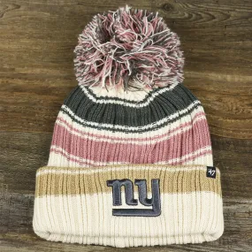 Women's New York Giants Black Logo Pom Pom Beanie | Natural Beanie