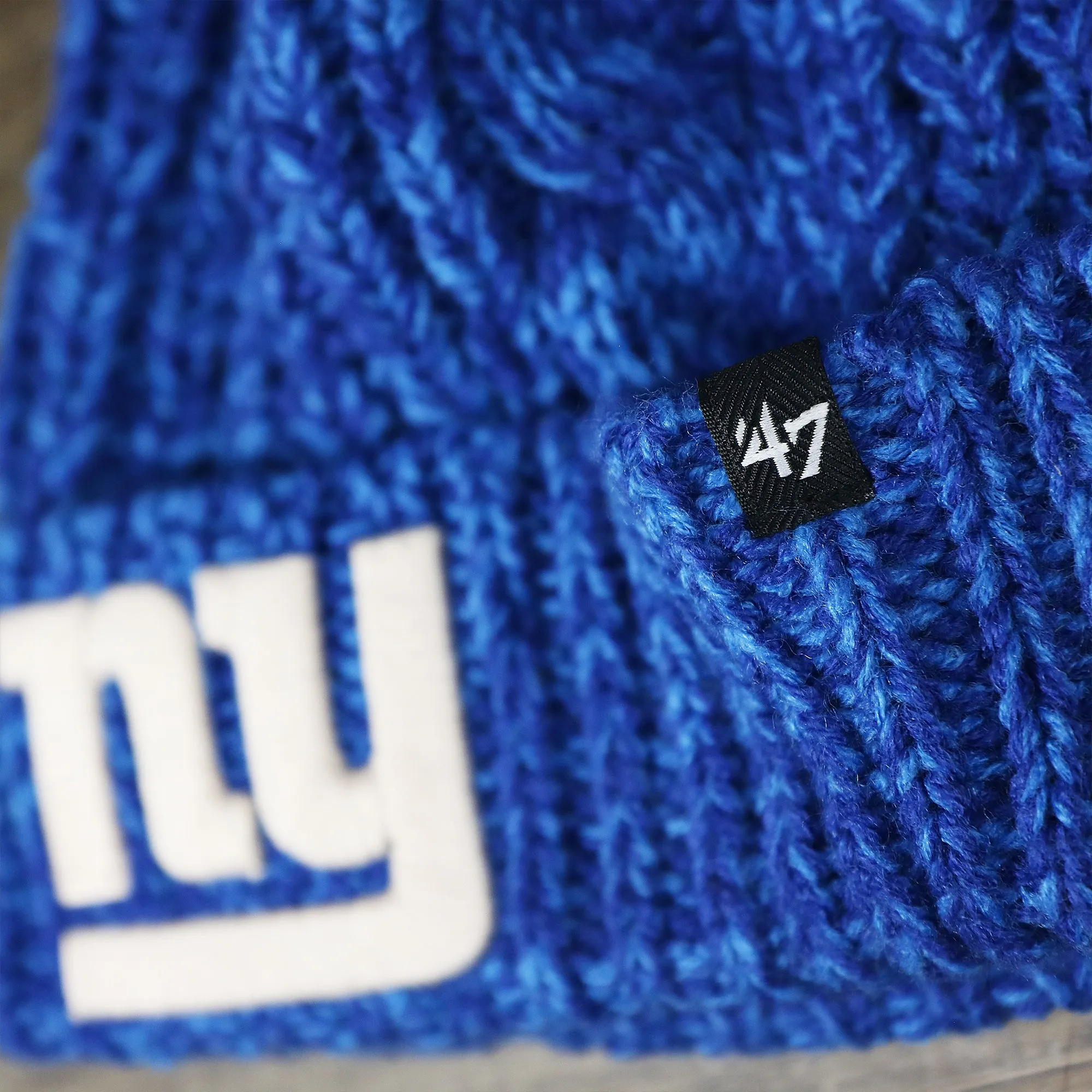 Women's New York Giants Logo Meeko Pom Pom Beanie Royal Blue