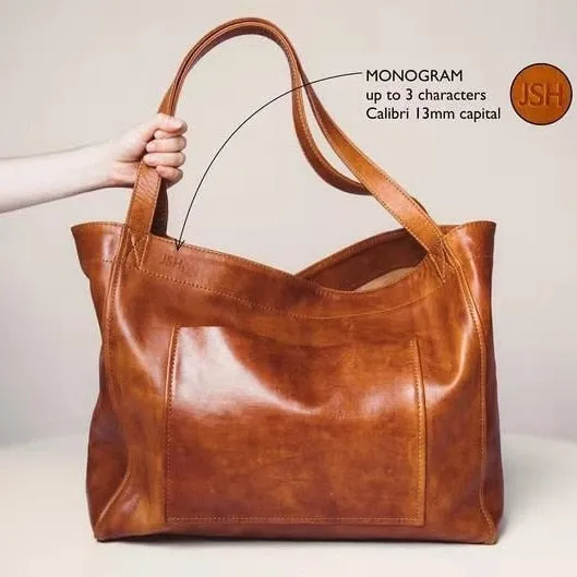 Women's Pockets Soft Tote Portable Shoulder Retro Oil Waxed Leather Large Capacity Bag