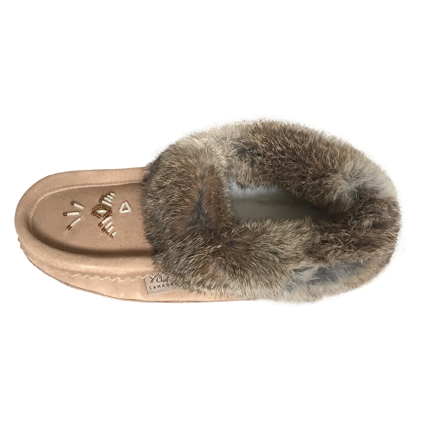 Women's Rabbit Fur Suede Moccasins - Lined - Final Clearance - Size 4 & 5 ONLY