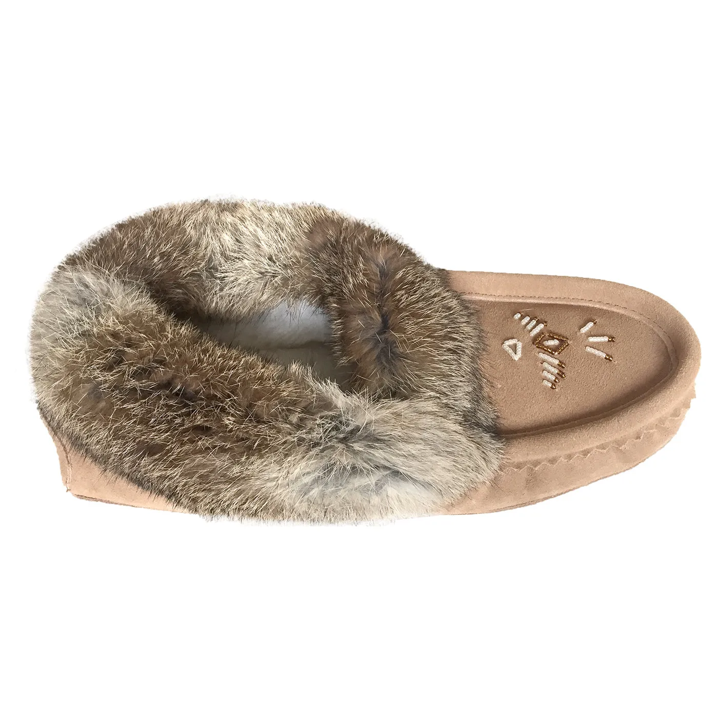 Women's Rabbit Fur Suede Moccasins - Lined - Final Clearance - Size 4 & 5 ONLY