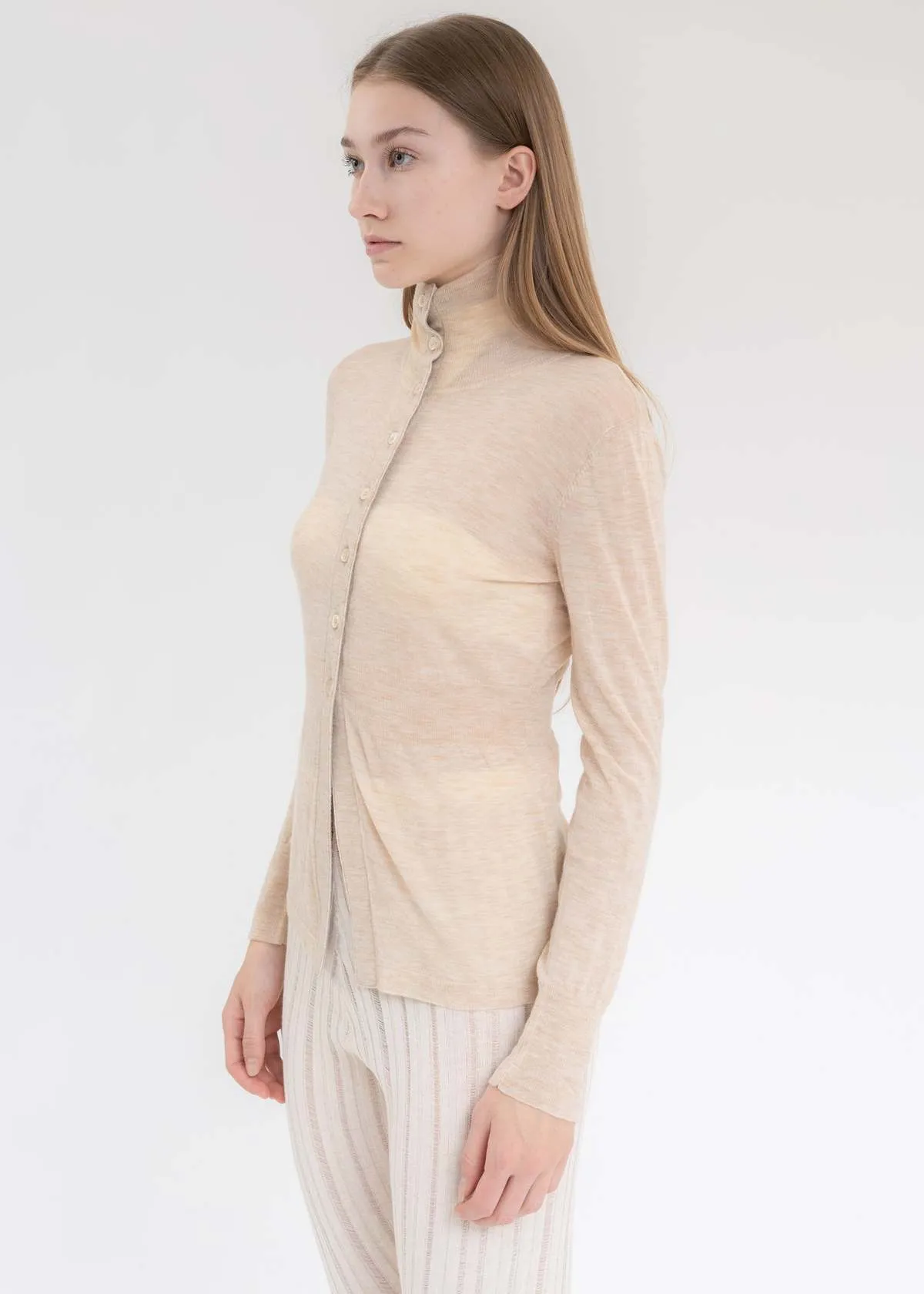 Wool Cardigan - Nude