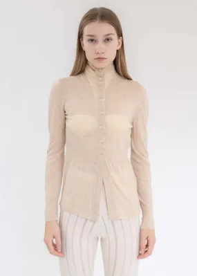 Wool Cardigan - Nude