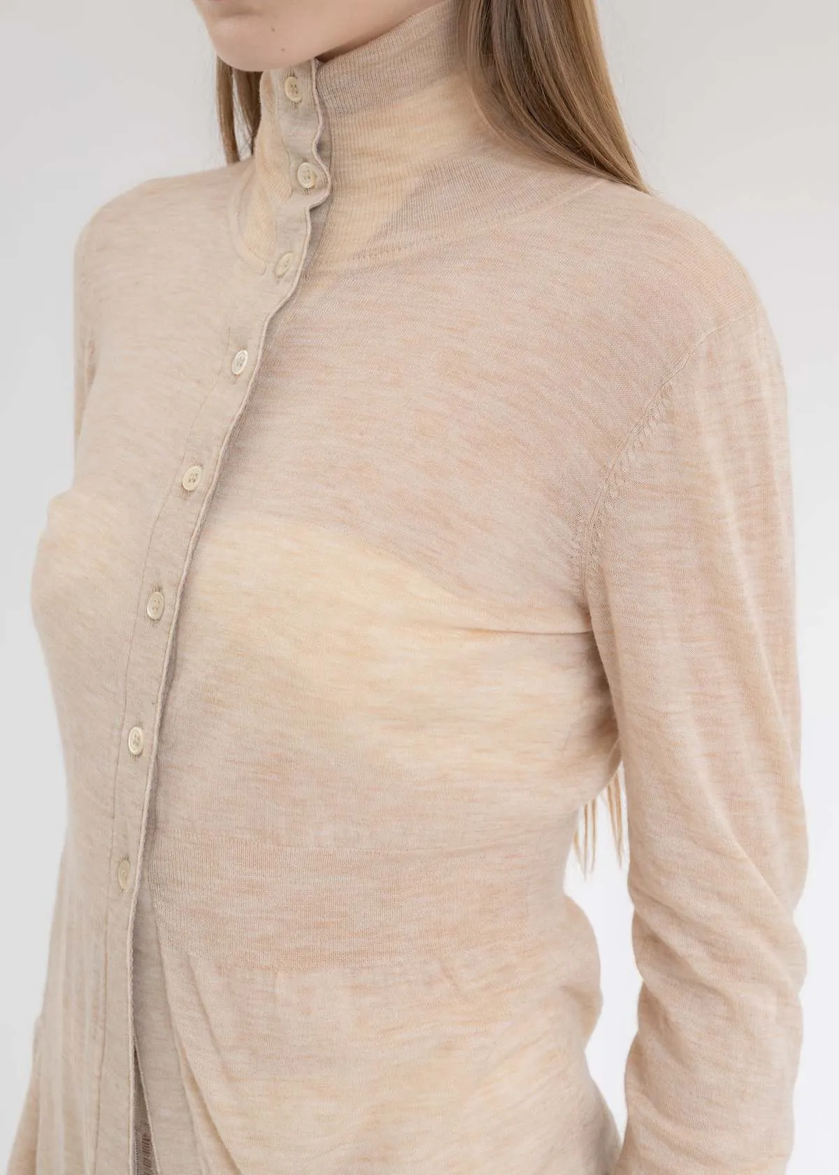 Wool Cardigan - Nude