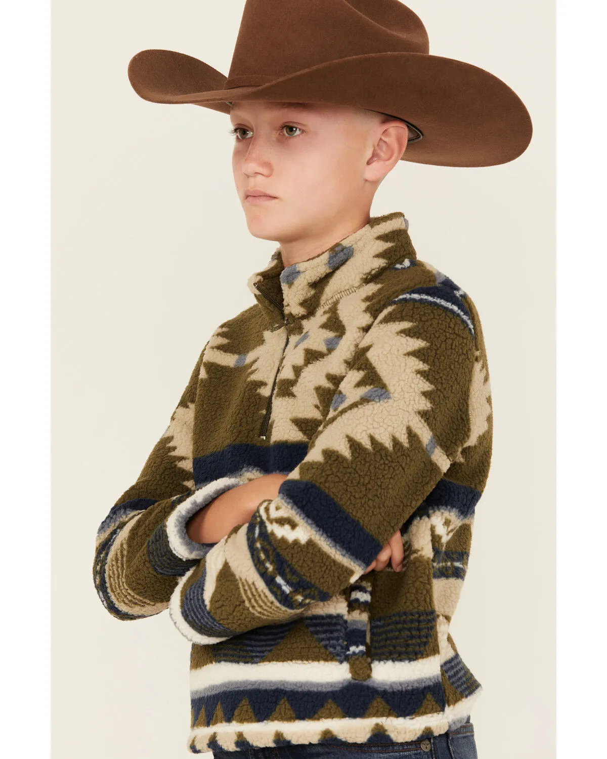 Wrangler Boys Southwestern Print Sherpa Pullover