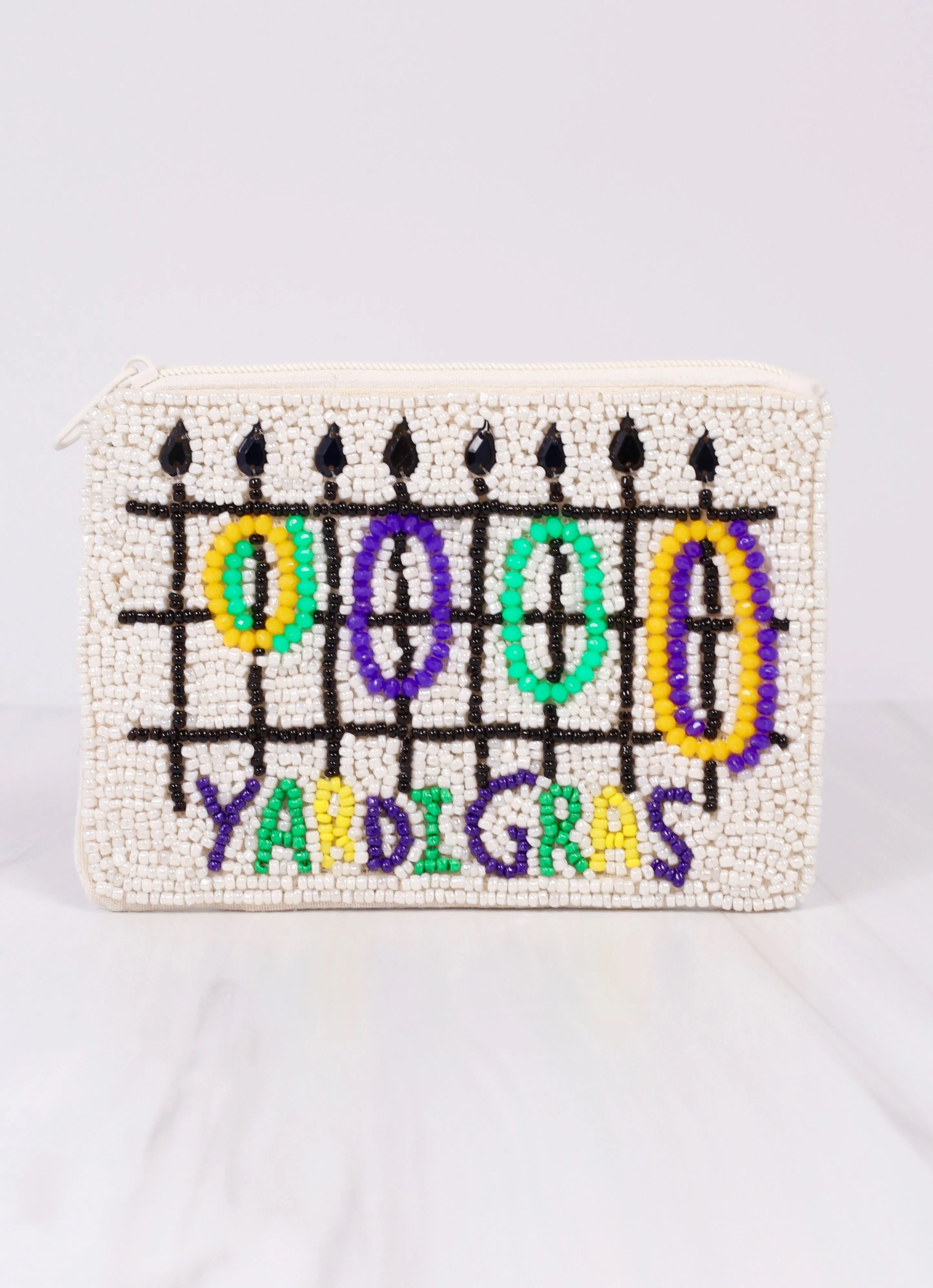 Yardi Gras Beaded Pouch WHITE MULTI