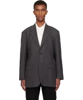 YLÈVE Gray Tropical Wool Blazer