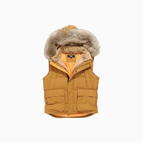 Yukon Fur Lined Hooded Puffer Vest for Men