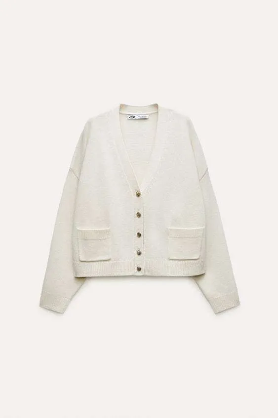 ZARA | Pocket Cardigan Made of 100% Wool