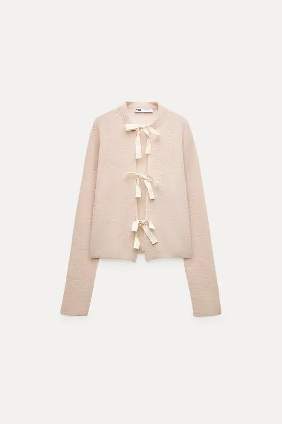 ZARA Bows Knit Cardigan