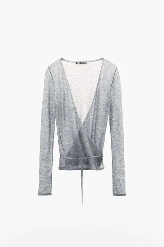 ZARA Wool Cardigan with Tie | Shop now