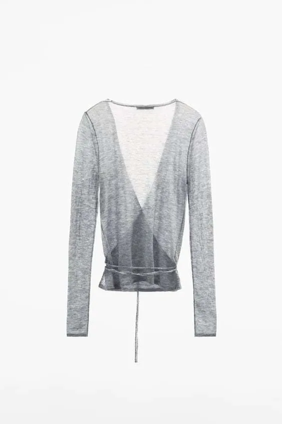 ZARA Wool Cardigan with Tie | Shop now