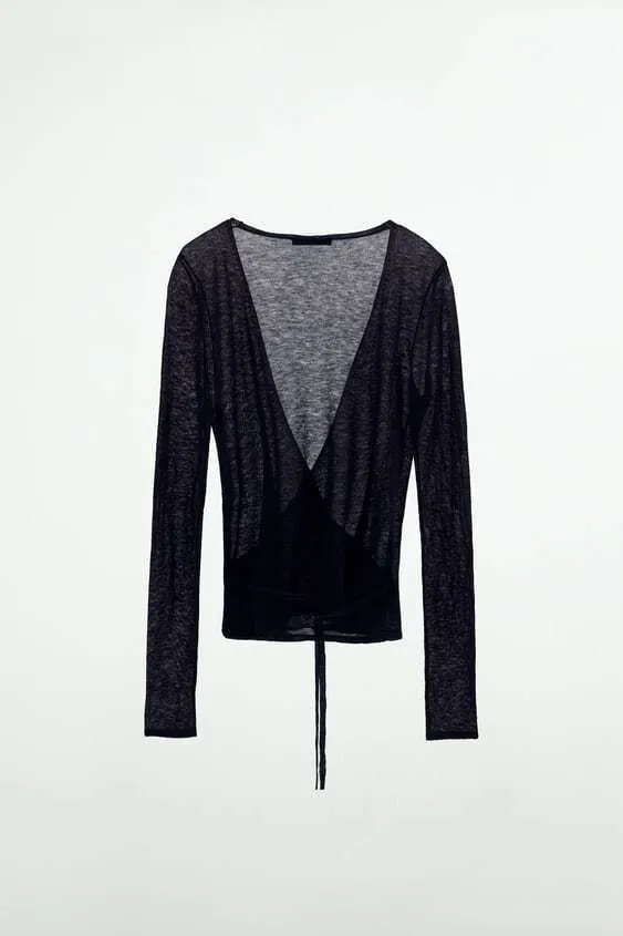 ZARA Wool Cardigan with Tie | Shop now